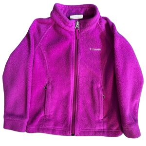 Colombia Fleece Jacket Toddler Girls 4T Fuchsia Full Zip & Zip Pockets EUC
